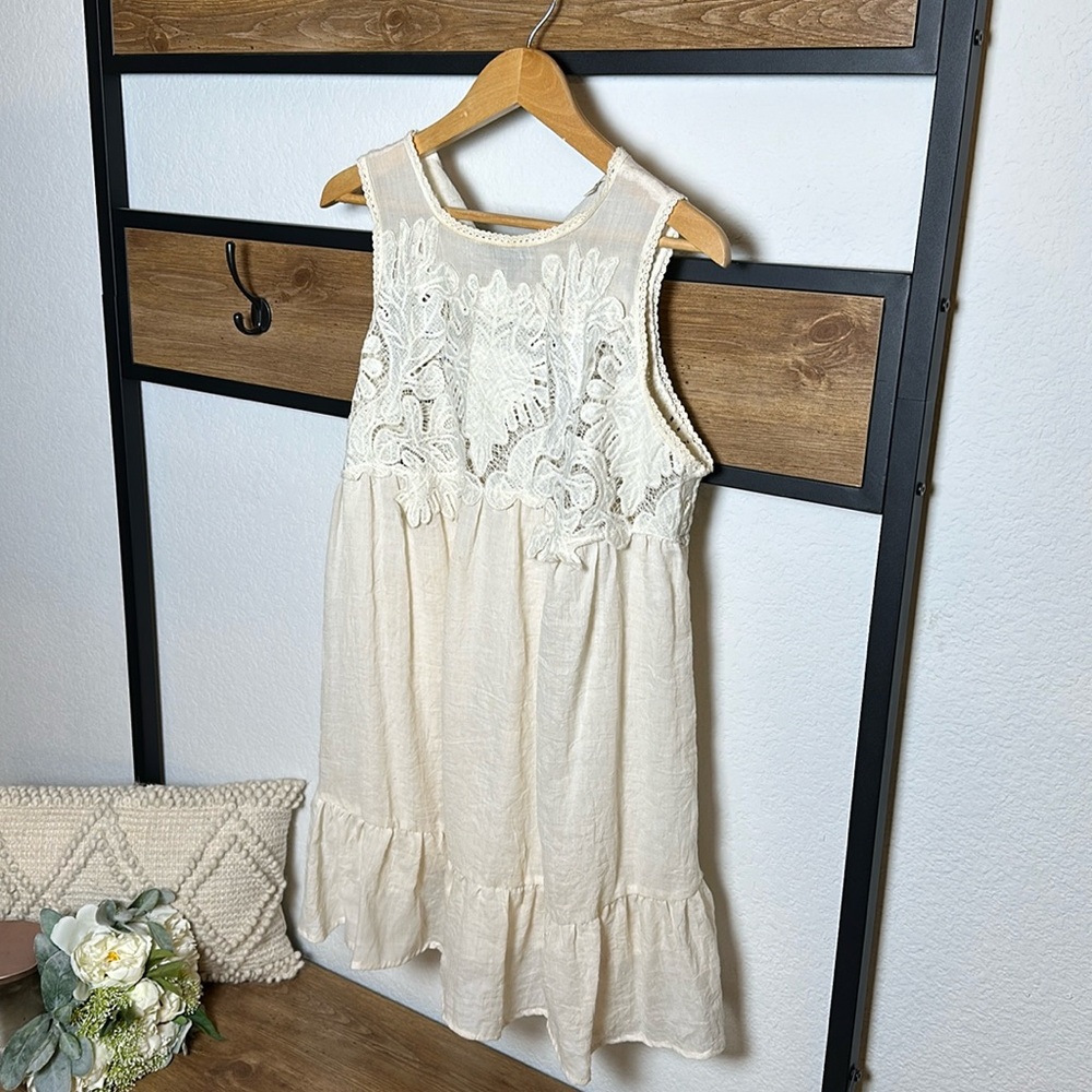 Women’s boutique cream cotton/ poly blend summer dress / cover up - Sz Large